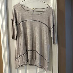 Women's Gray Top with Navy Accents